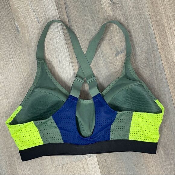 Victoria’s Secret Sport Color Block Lightweight Sports Bra Olive Green Blue 34B - Picture 7 of 11